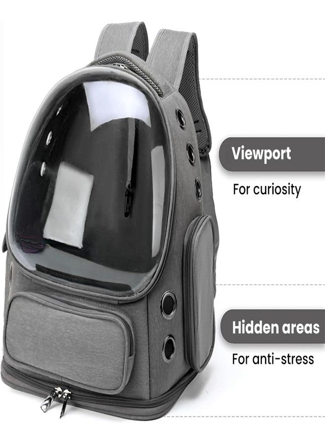ZIBUYU® Cat Bag Carrier Backpack, Bubble Transparent Window Cat House for Adult&Puppy Pet with Space Capsule Ventilated Design Portable Multi-Pocket for Traveling/Hiking/Camping/Outdoors (Grey) - Image 4